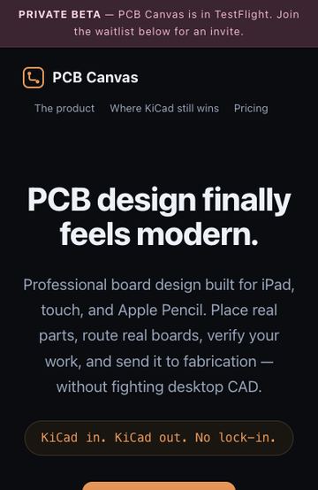 PCB Canvas on a phone